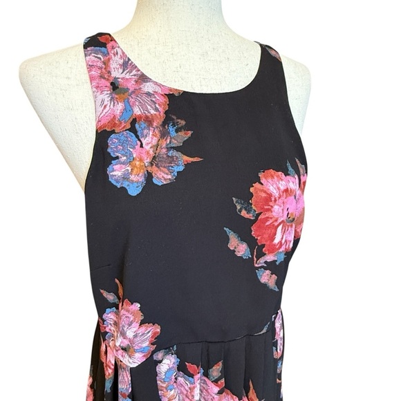 Free People Flutter By Pleated Floral Sleeveless Dress Black & Pink Size S #1616 - Picture 3 of 7